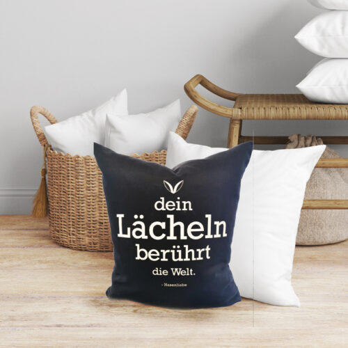 Kissenbezug, Hülle, "Dein Lächeln", schwarz