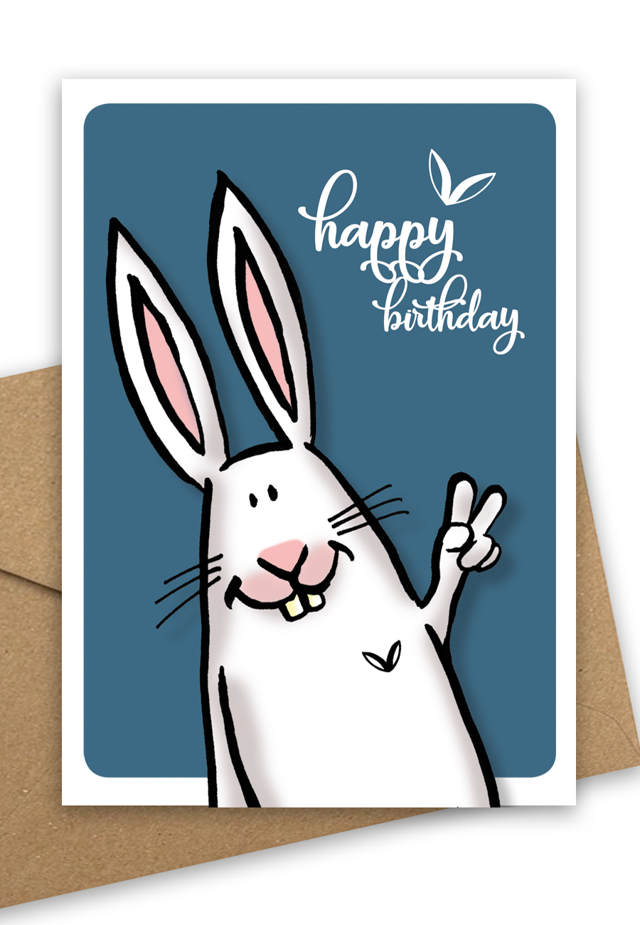 Grußkarte, Postkarte "Happy Birthday" • Hasenliebe Der Laden