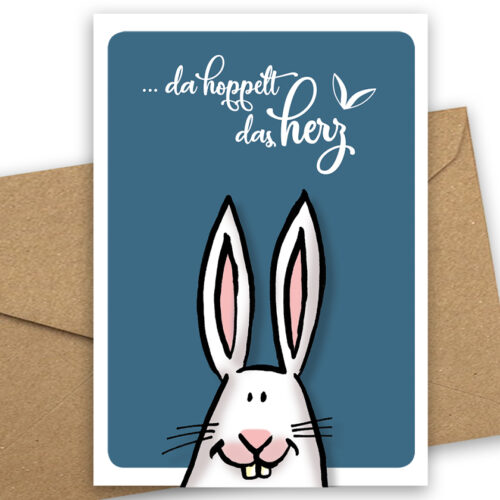 Grußkarte, Postkarte "Herz hoppeln"
