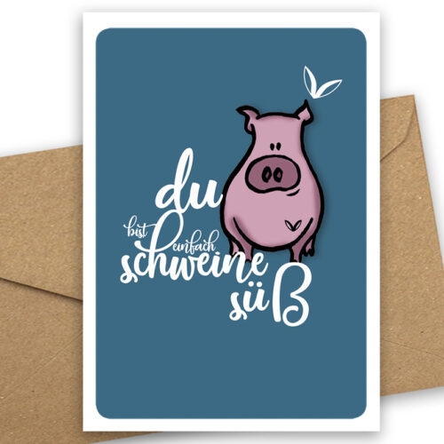 Grußkarte, Postkarte "Schweine süß"