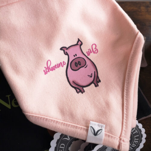 Baby-/Kinderschal Tuch Dreieckstuch, Spucktuch Rosa “Glücksschwein"