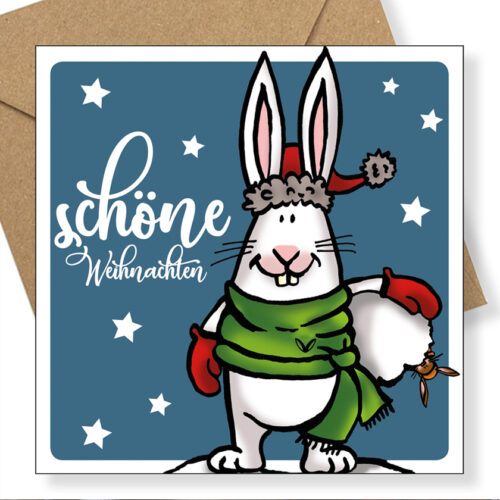 Weihnachtskarte, Grußkarte "Schneehase"